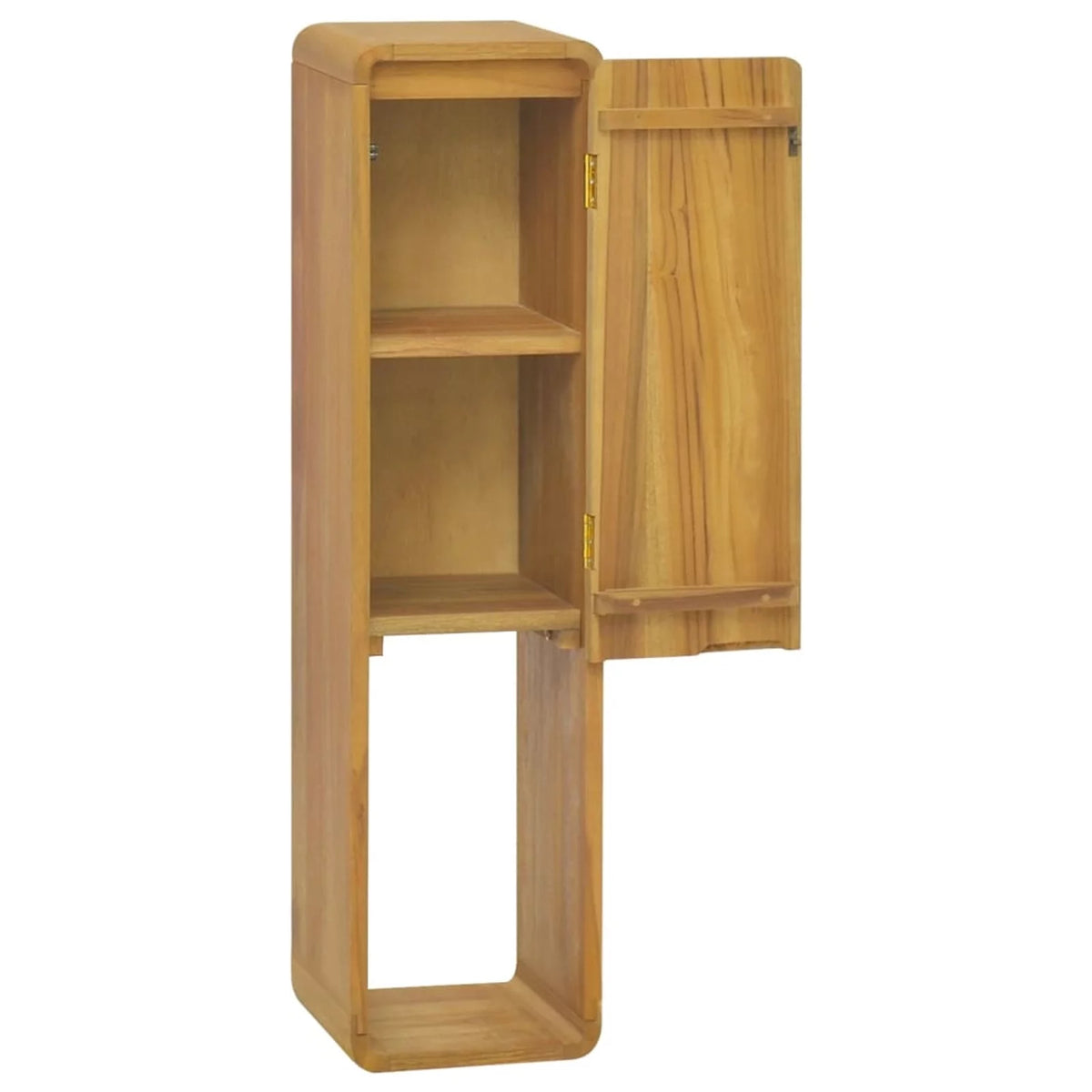 Wall Mounted Teak Wood Bathroom Cabinet with Door and Shelves V51021