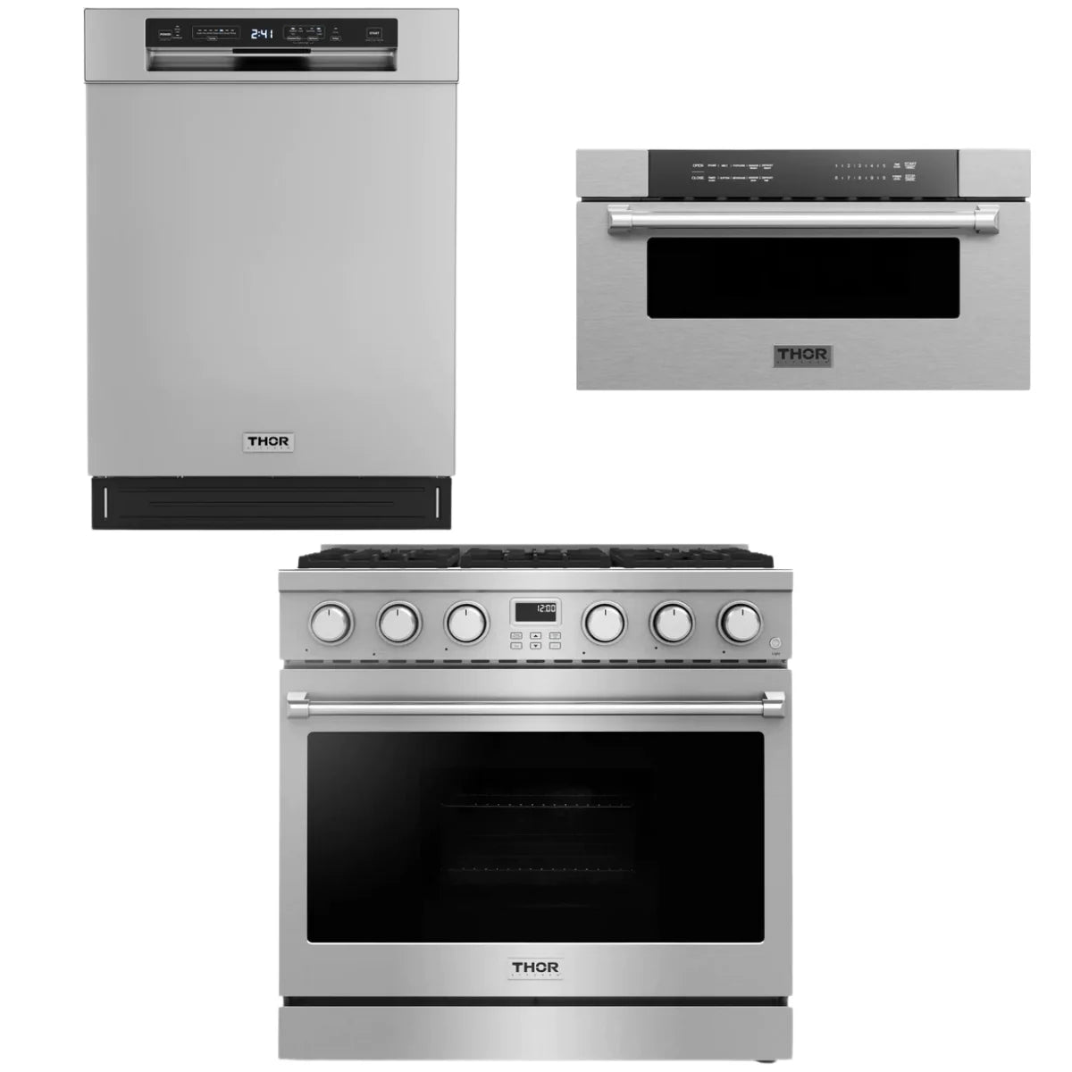 36 Gas Range, Dishwasher and Microwave N211