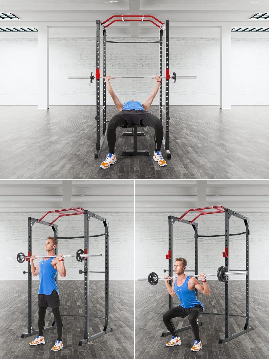 Power Cage Squat Rack with J-Hooks Heavy Duty 1000 lbs Capacity N7274
