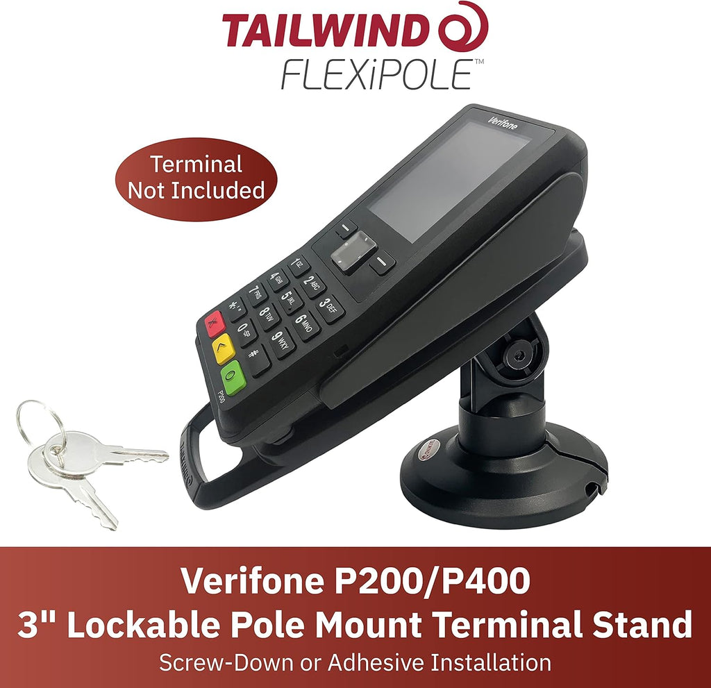Black Compact Pole Mount Terminal Stand W7390