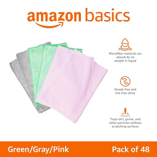 Microfiber Cleaning Cloths, Pack of 24, Blue/White/Yellow U8587