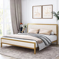 Full Size Metal Bed Frame with Velvet Tufted Headboard X346