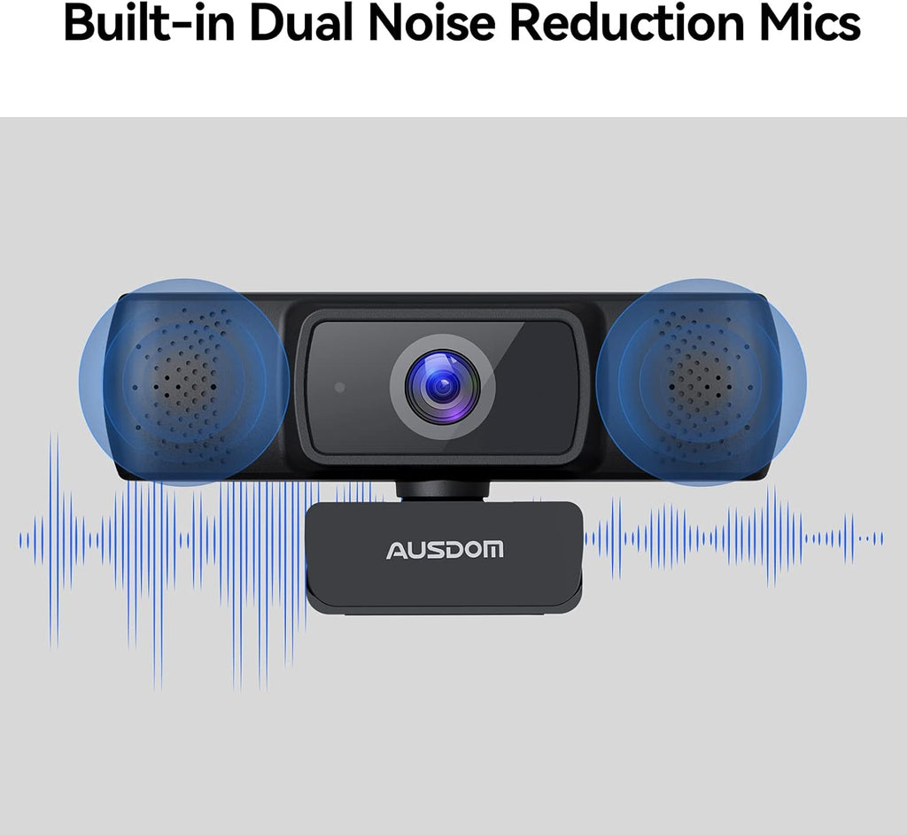 1080P Webcam with Privacy Cover, Dual Noise Reduction Microphones, 90° Wide-Angle View Z728