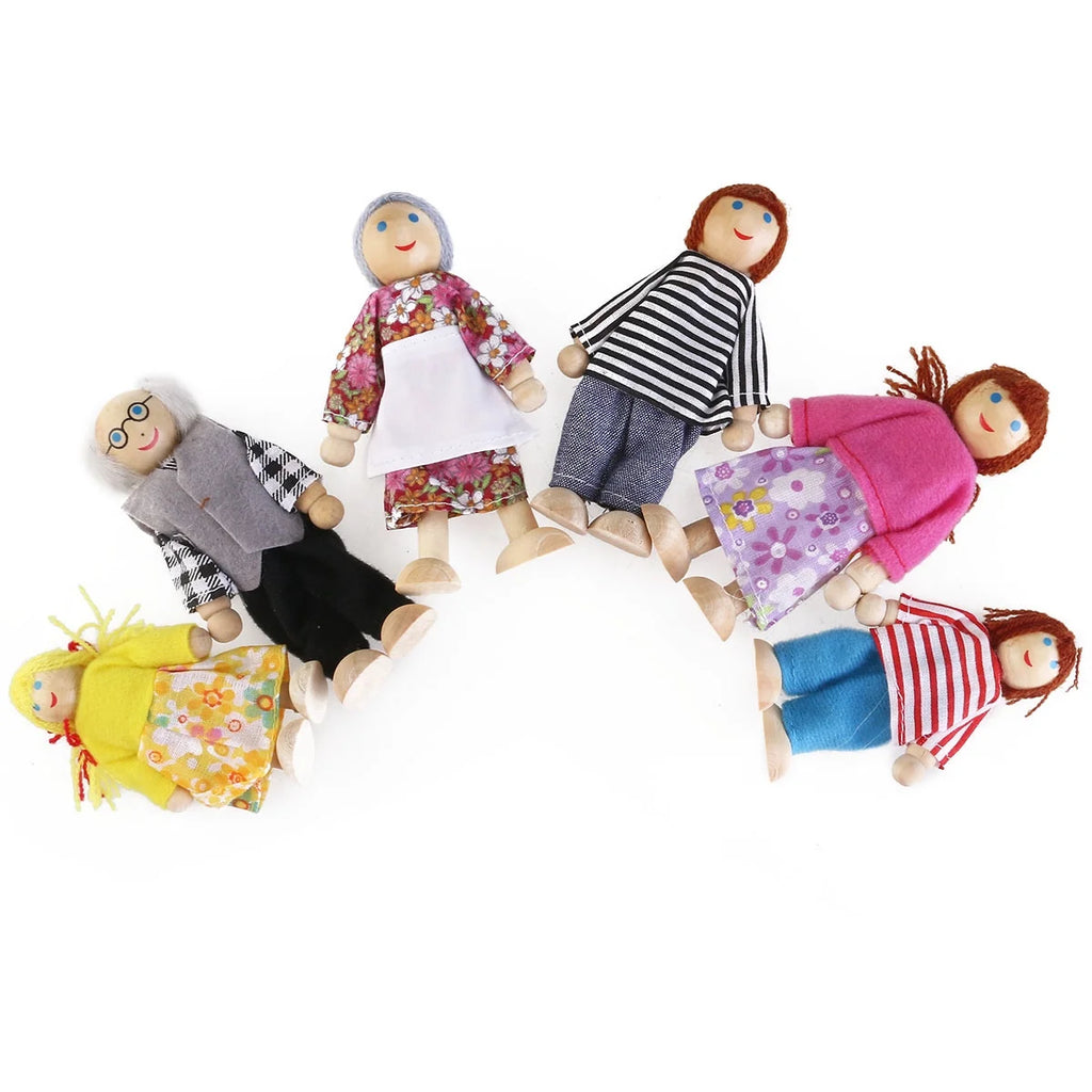 Wooden Dollhouse Furniture Set with Grandparents Accessories U8086