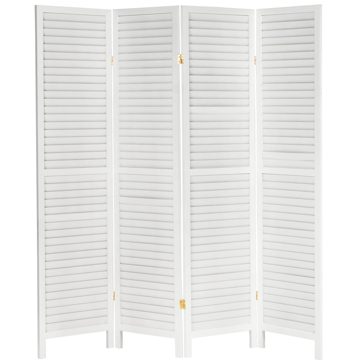 6 ft. Tall Wooden Louvered Room Divider White - 4 Panel C8446