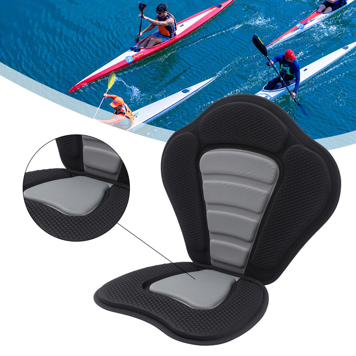 Adjustable Padded Kayak Seat with Back Support Storage Bag I1824