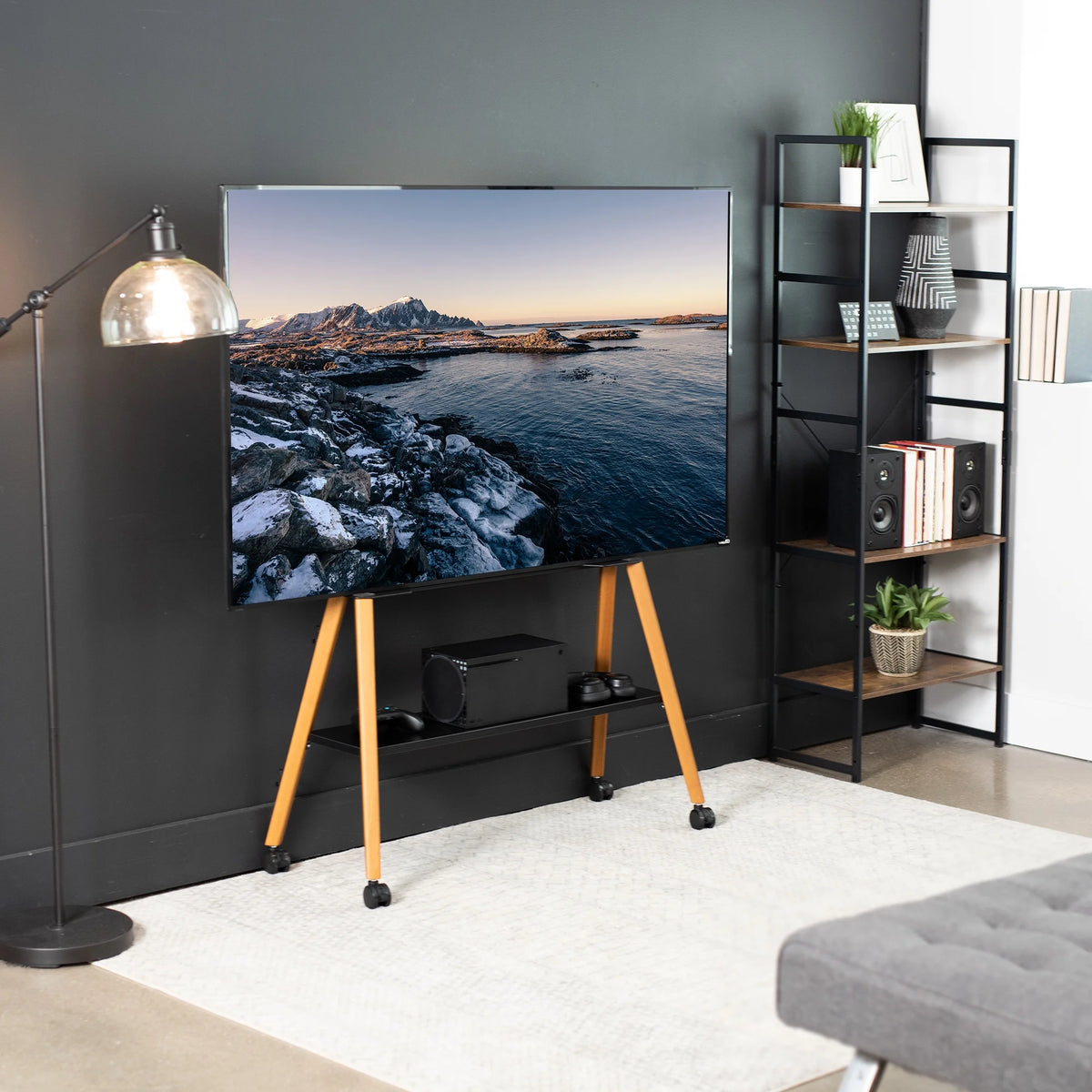 Rolling TV Floor Stand with Shelf, Fits 49" to 75" Screens H658640