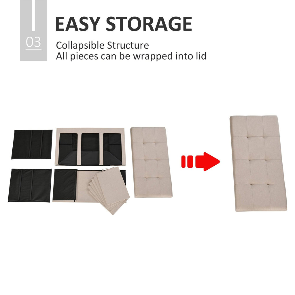 Grey Folding Storage Ottoman Bench with 9 Cubes E59786