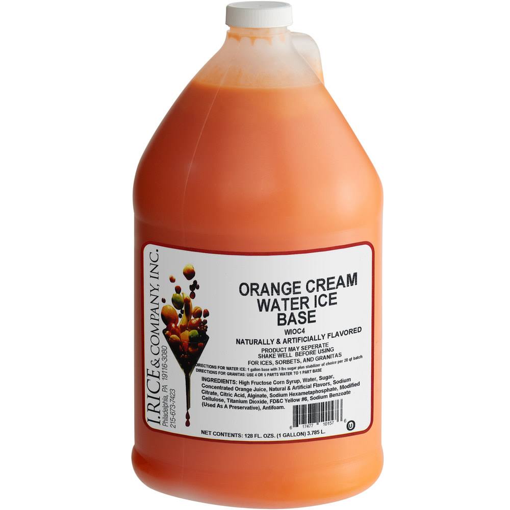 1 Gallon Orange Cream Water Ice Base - 4/Case X186