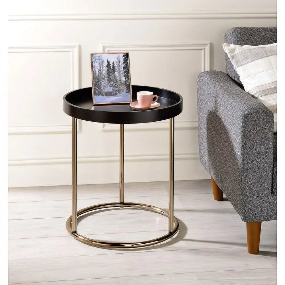 Espresso Mid-Century Side Table with Copper Legs S655