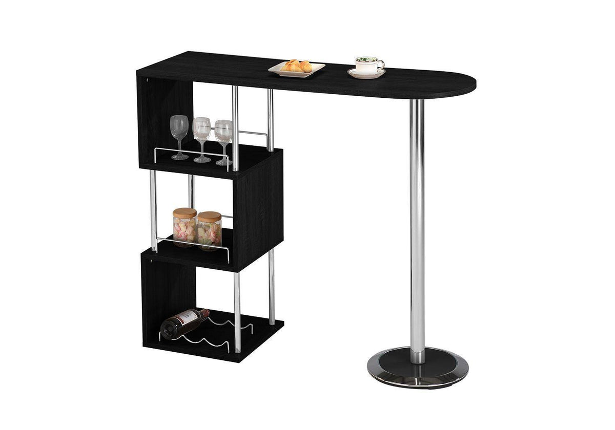 Chrome Finish Bar Table with Storage Shelves K6451