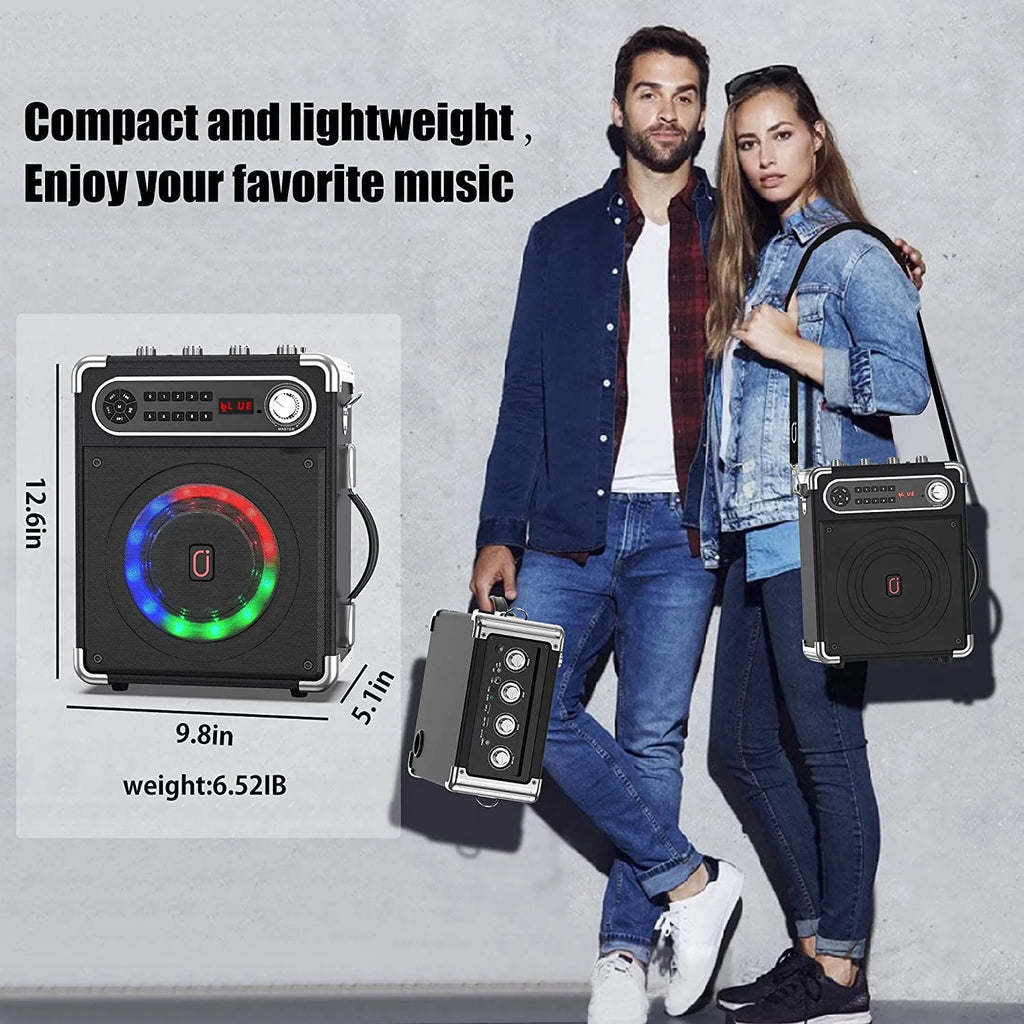 Karaoke Machine with 2 Wireless Microphones Bluetooth Speaker System D259054