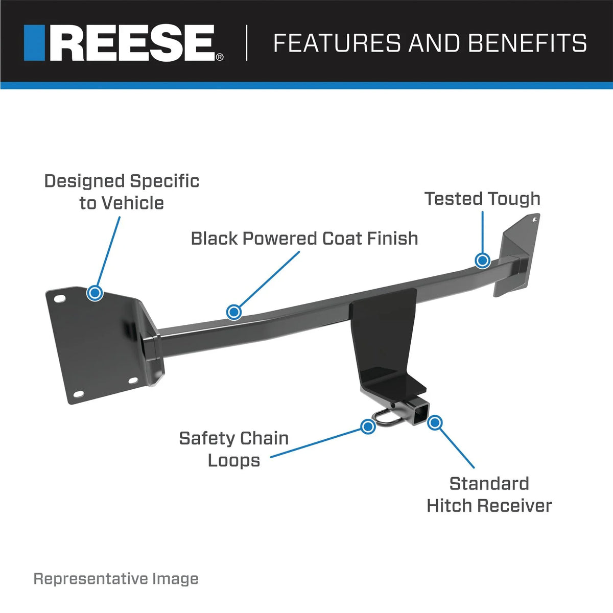 Class 1 Trailer Hitch, 1-1/4 Inch Square Receiver, Black C639