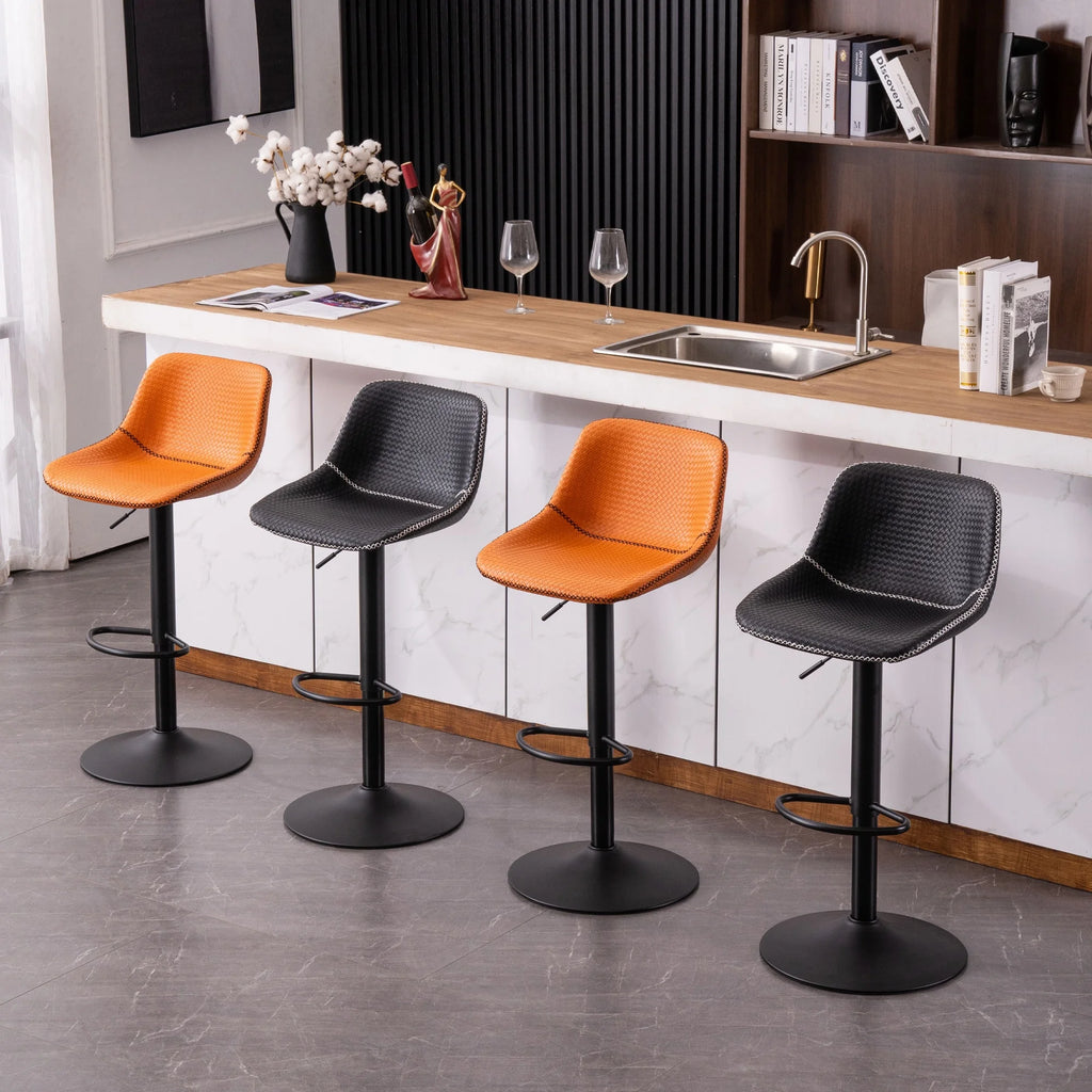 Orange PU Leather Swivel Bar Stools Set of 2 S19145