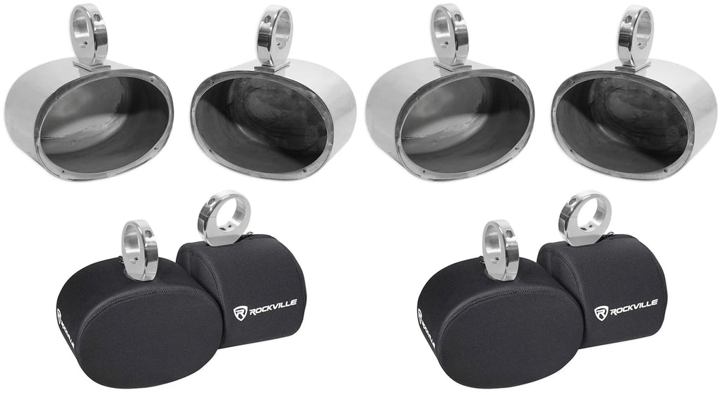 6x9" Silver Aluminum Wakeboard Tower Speaker Pods with Covers B873395