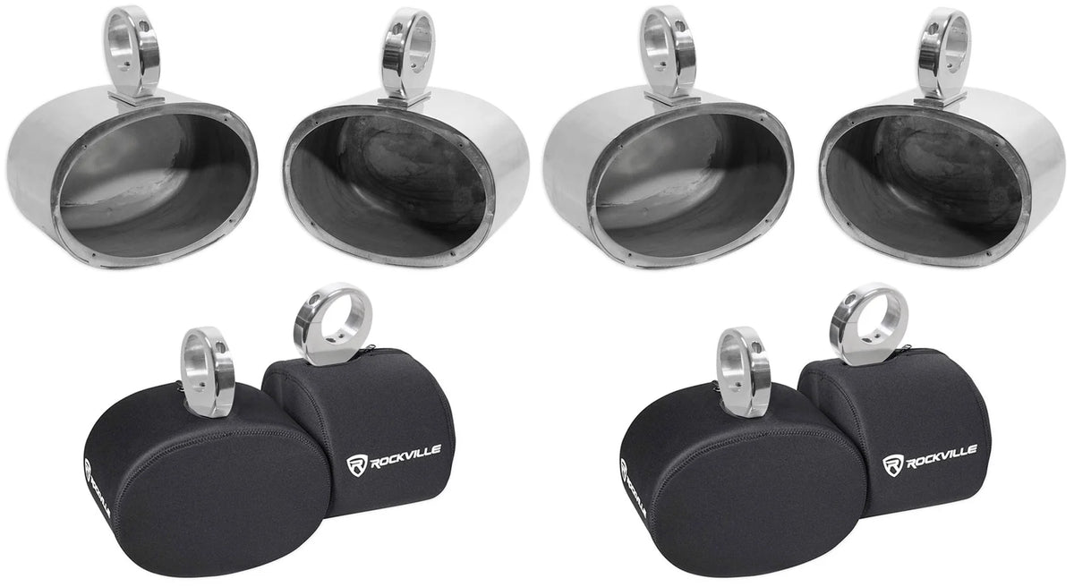 6x9" Silver Aluminum Wakeboard Tower Speaker Pods with Covers B873395