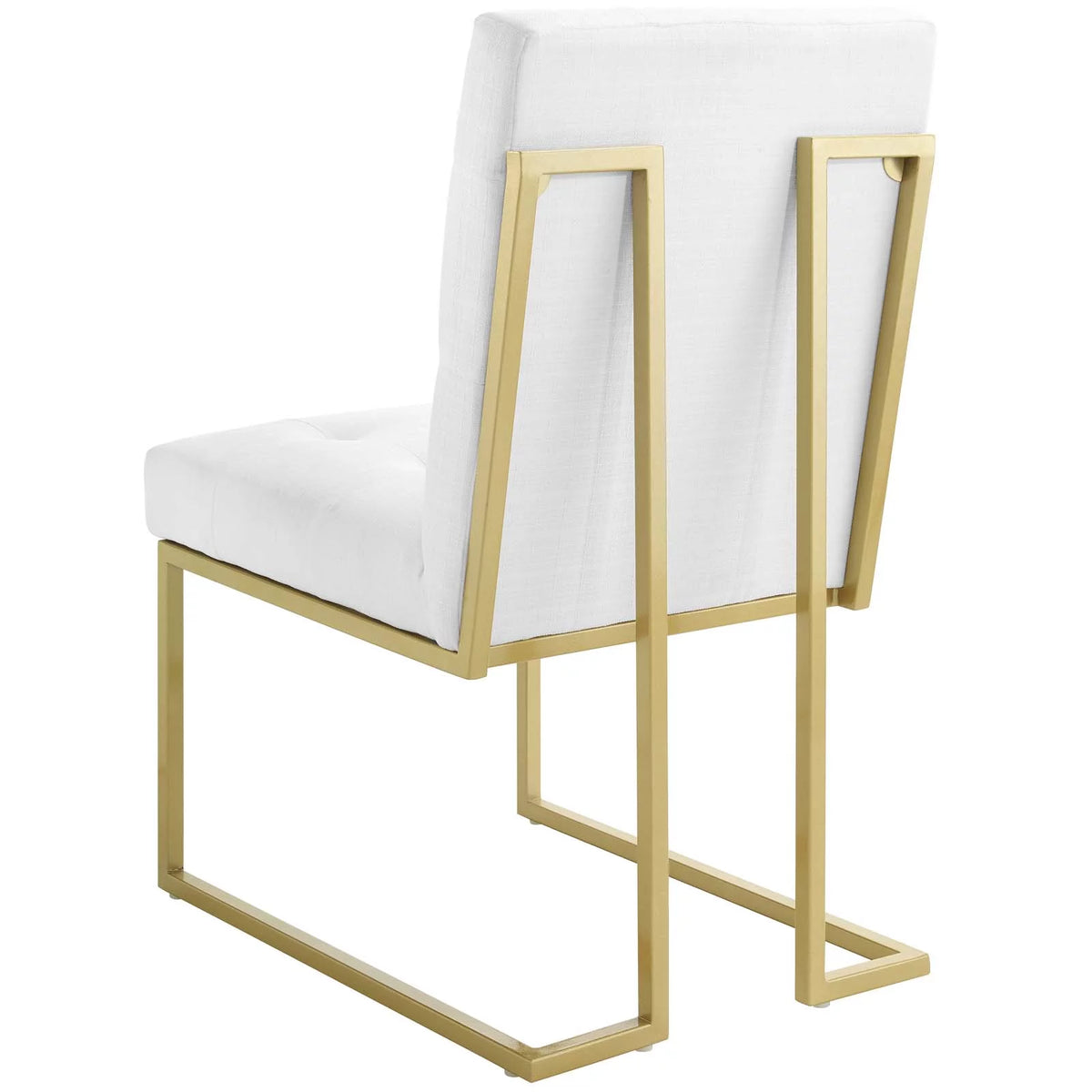 Gold White Fabric Metal Steel Side Chair R4431