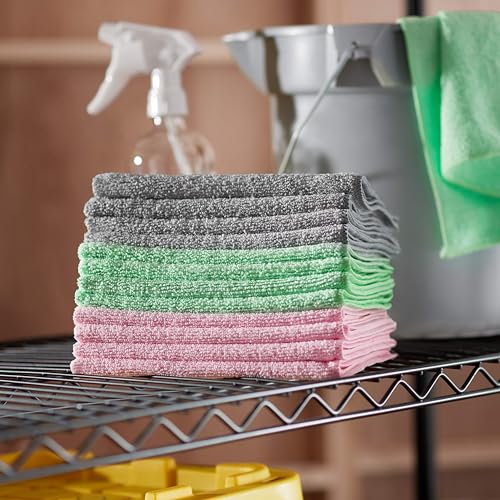 Microfiber Cleaning Cloths, Pack of 24, Blue/White/Yellow U8587