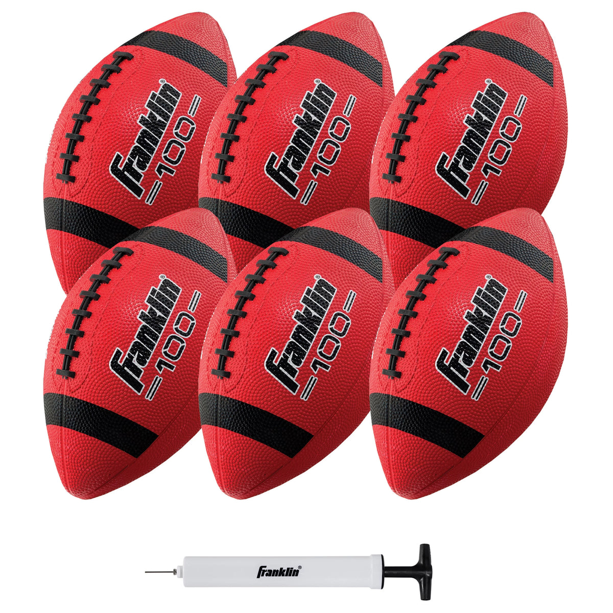 Junior Size Rubber Football 6 Pack with Pump B1047