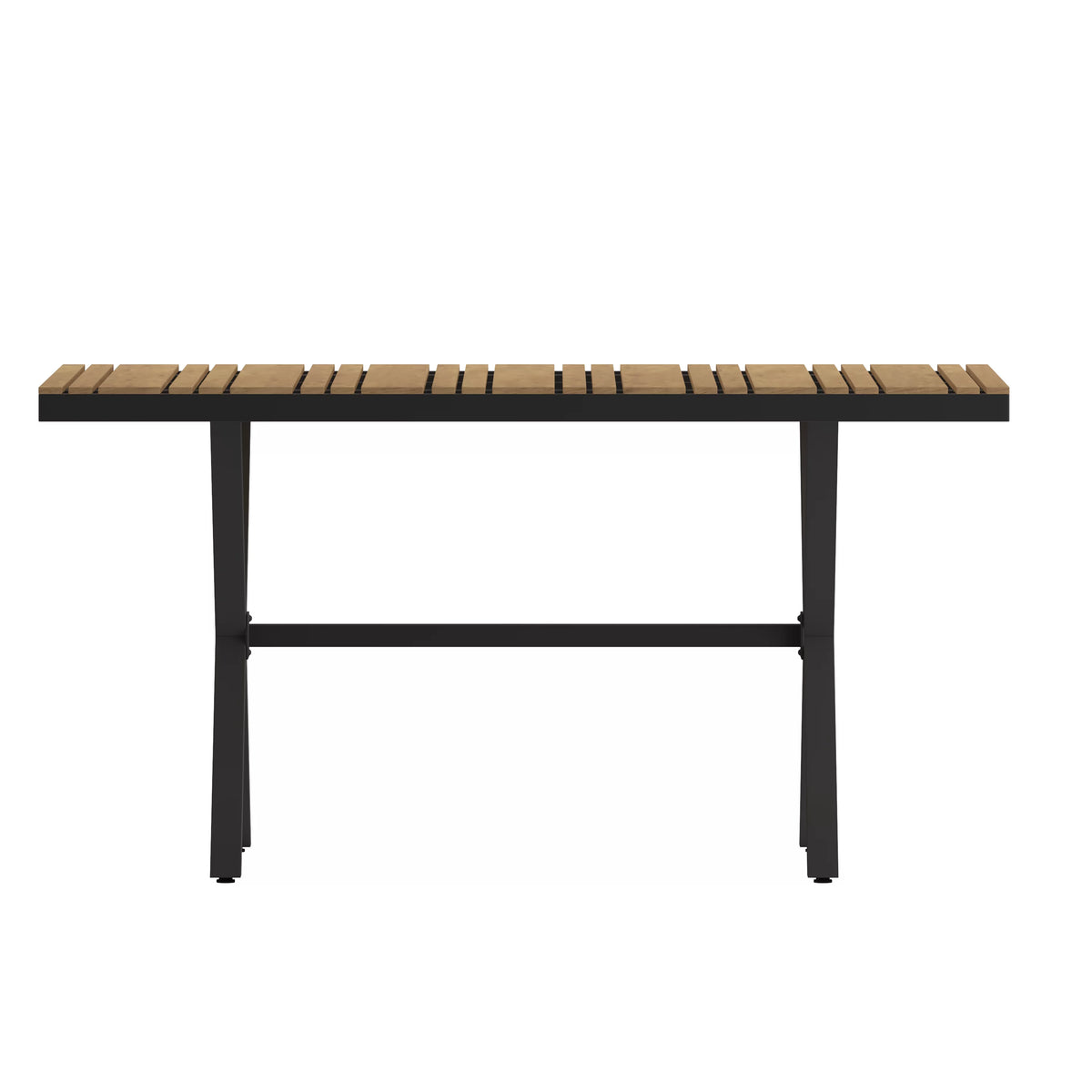 59" x 35.5" Outdoor Dining Table with Faux Teak Top and Gray Metal Frame Q5485