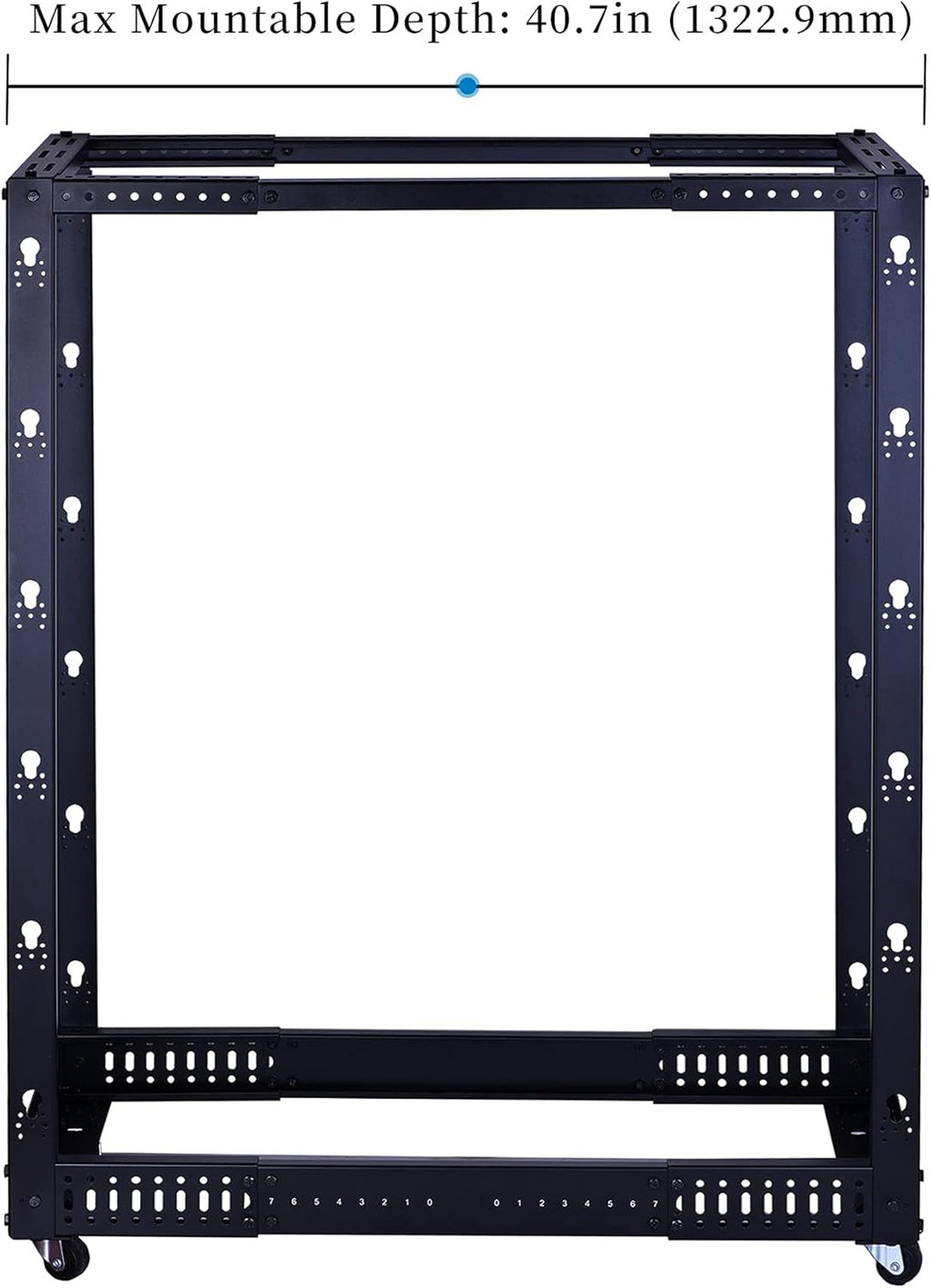 25U Open Frame Server Rack, 4 Post Adjustable Depth with Casters U838