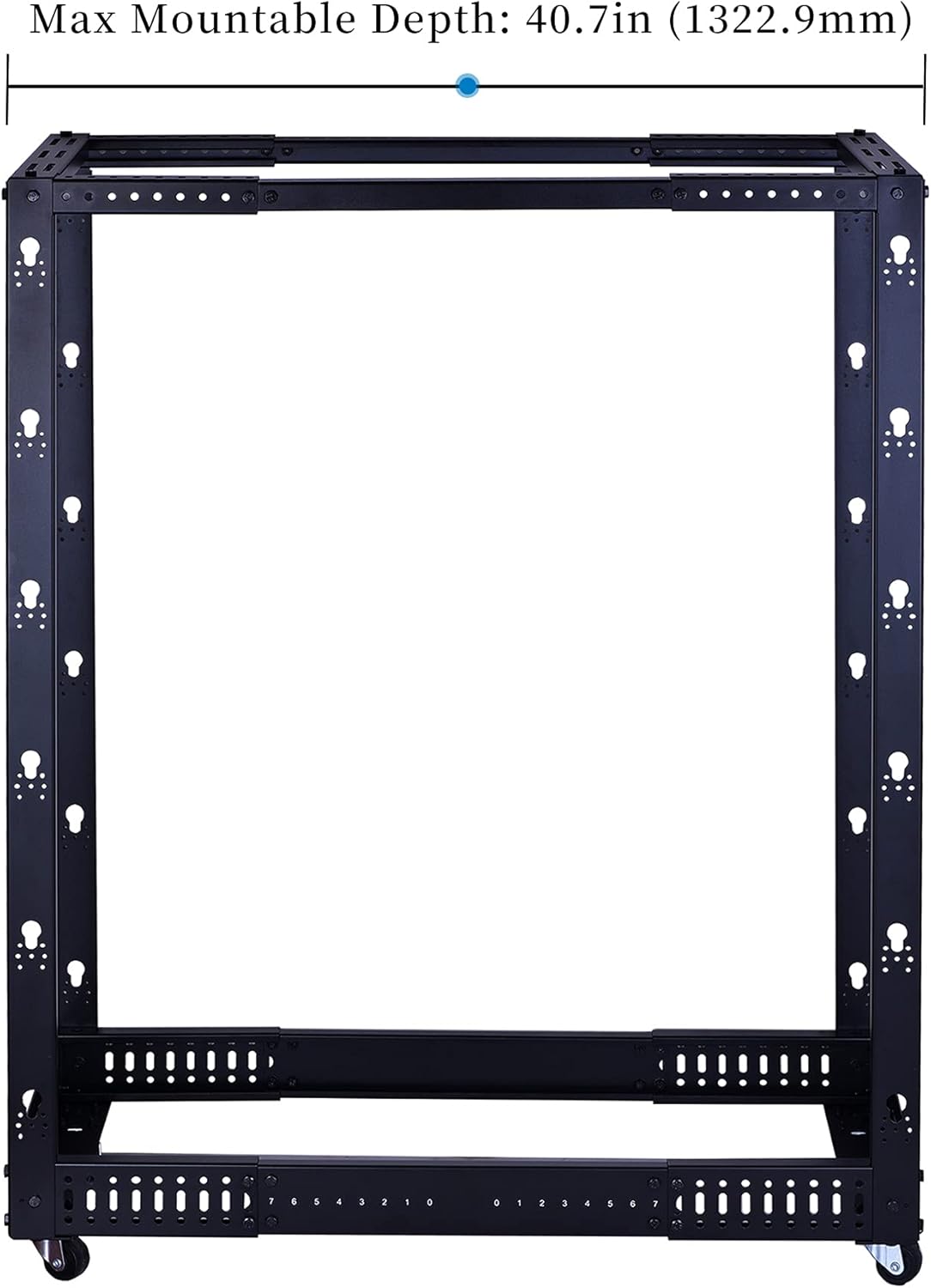 25U Open Frame Server Rack, 4 Post Adjustable Depth with Casters U838