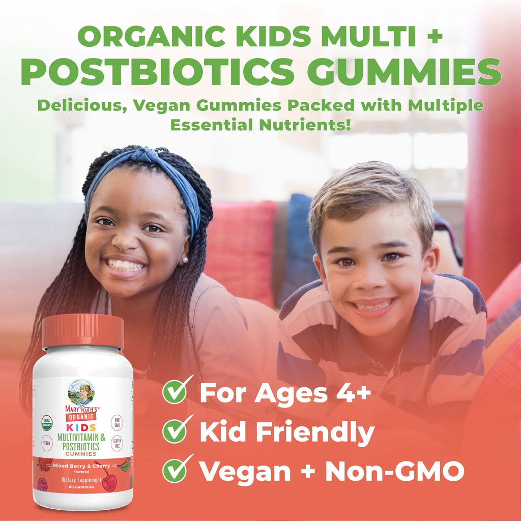 Organic Kids Multivitamin Gummies with Postbiotics, 60 Count L95000