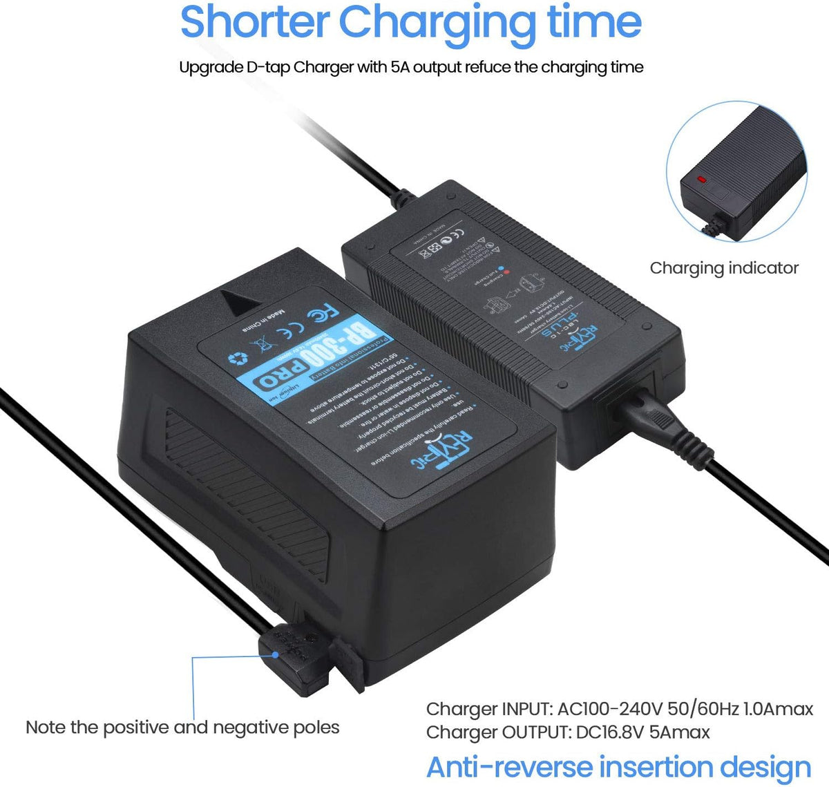 300Wh V Mount Battery with 5A Output D-Tap Charger and D-Tap Cable W72895