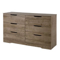 Modern 6 Drawer Weathered Oak Dresser Y576