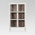 White Library Cabinet with Glass Shell D37797
