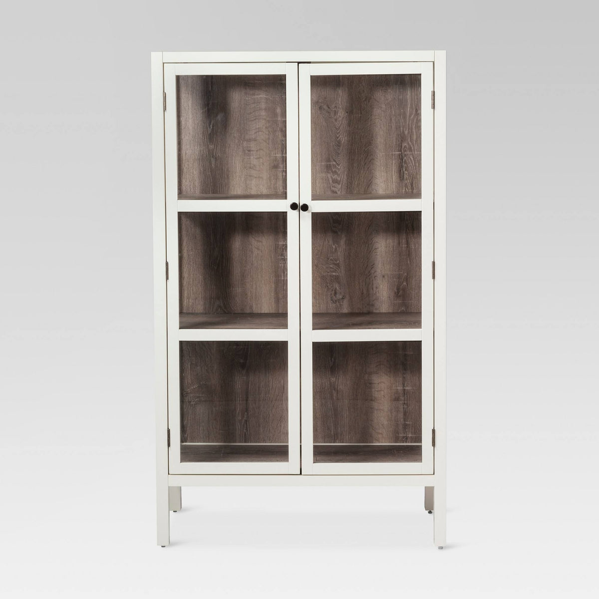 White Library Cabinet with Glass Shell D37797