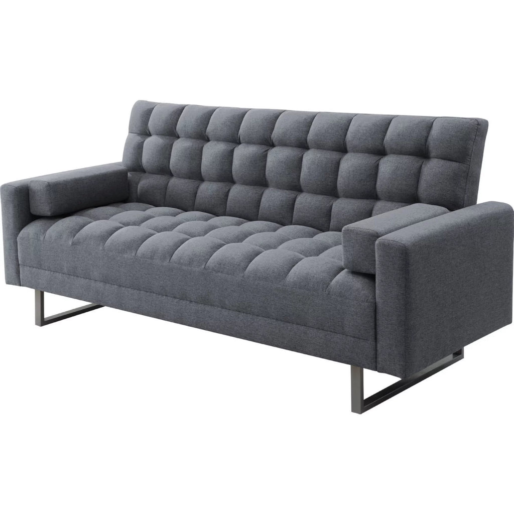 Adjustable Gray Sofa with Tufting and Sled Base Y672