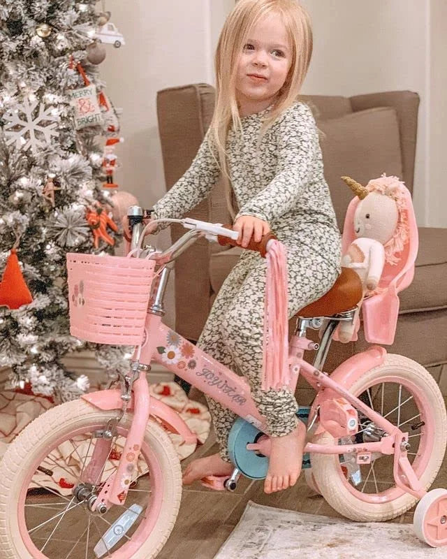 16 Inch Kids Bike with Training Wheels and Basket White D9628