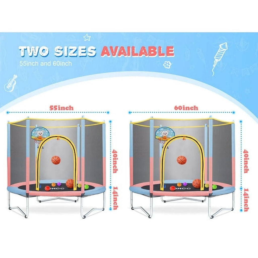 Kids Trampoline with Safety Enclosure and Steel Frame R743