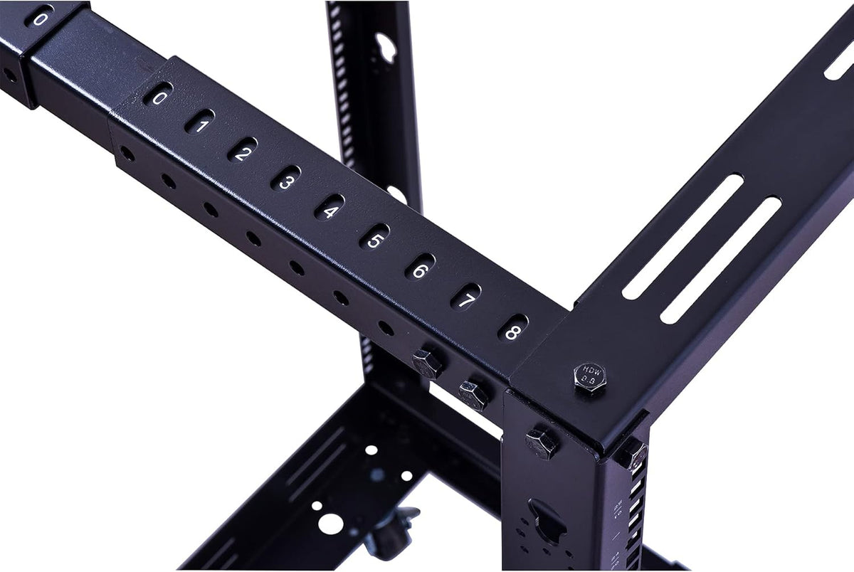 25U Open Frame Server Rack, 4 Post Adjustable Depth with Casters U838