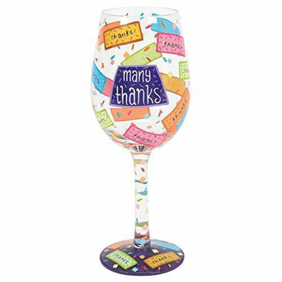 Hand-Painted Artisan Wine Glass 15 Ounce Multicolor G7868