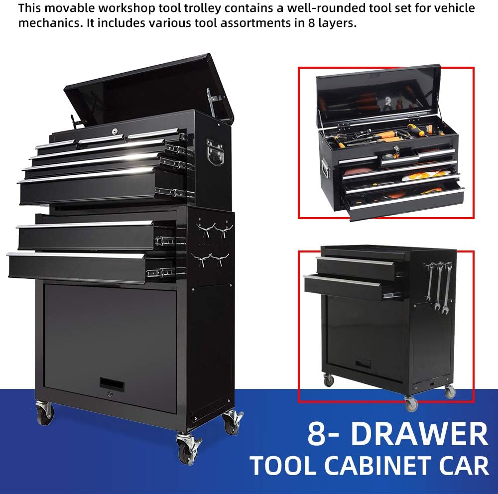 8-Drawer Metal Rolling Tool Chest with Wheels and Lock G4454