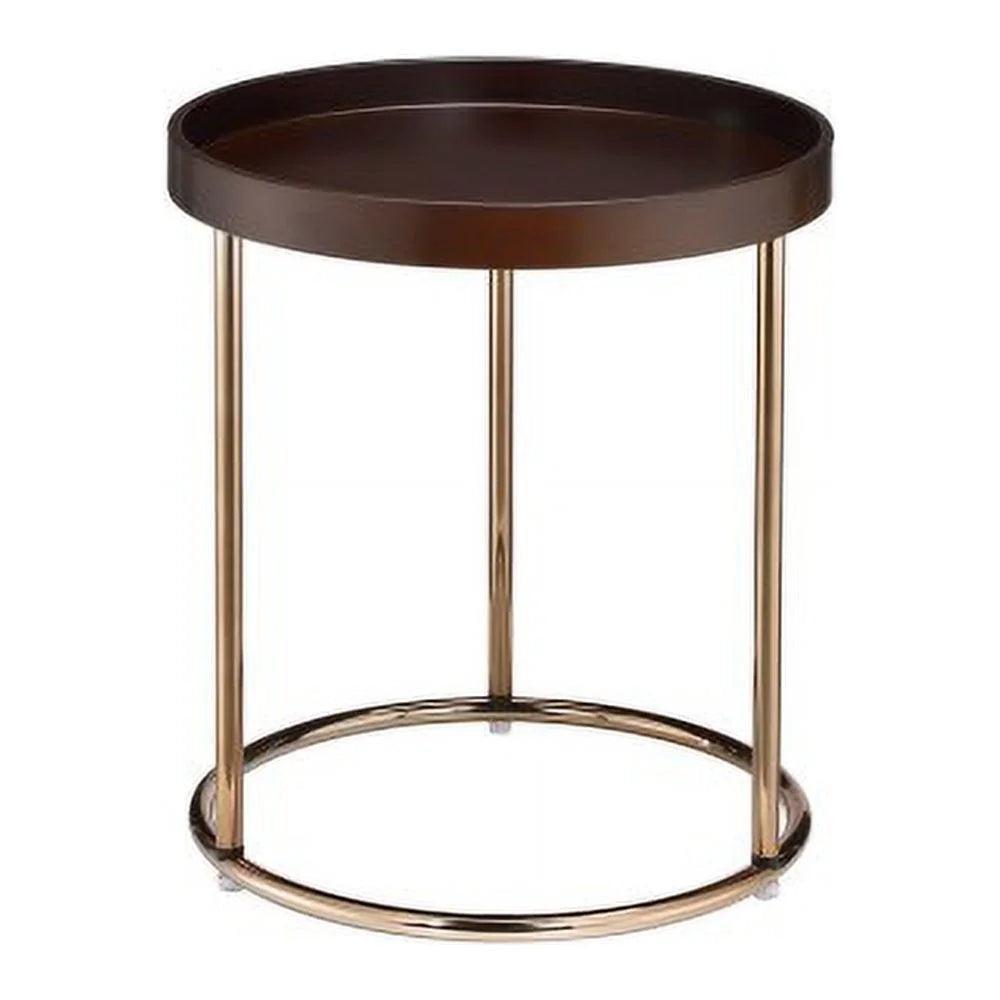 Espresso Mid-Century Side Table with Copper Legs S655