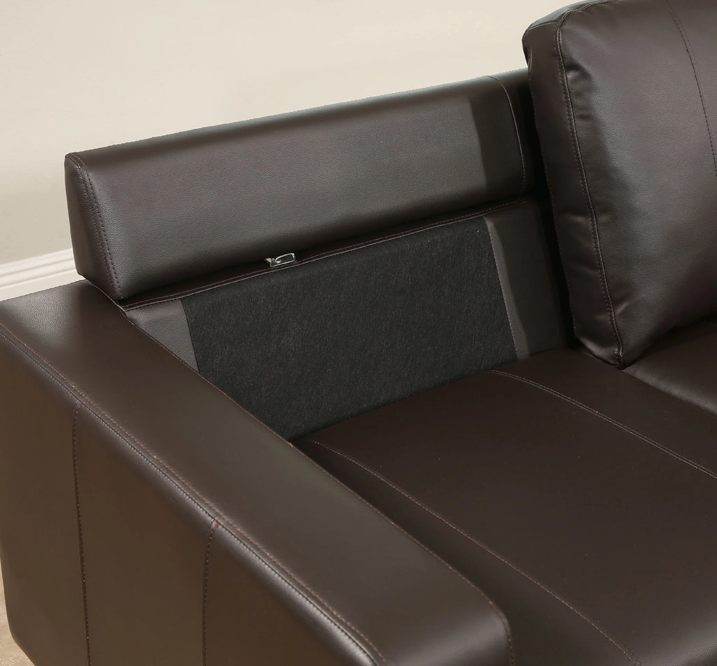 Brown Leather Reversible Sectional and Ottoman X745269