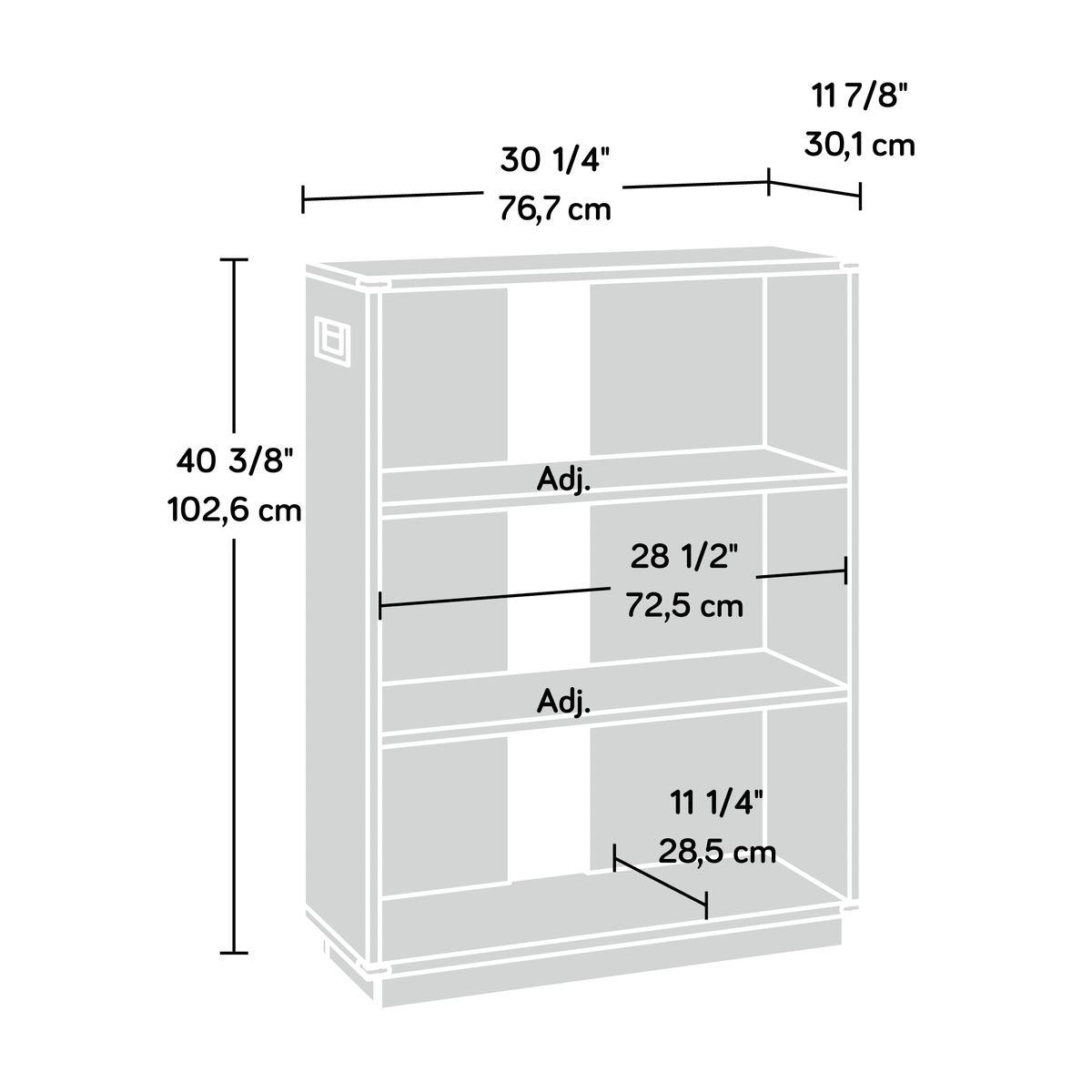 Engineered Wood 3-Shelf Bookcase Q446051