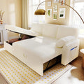 White Sherpa Sleeper Sofa with Storage Chaise C974629