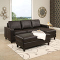 Brown Leather Reversible Sectional and Ottoman X745269