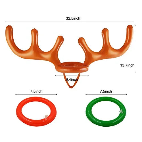 Inflatable Reindeer Antler Ring Toss Game (2 Antlers 10 Rings) V7022