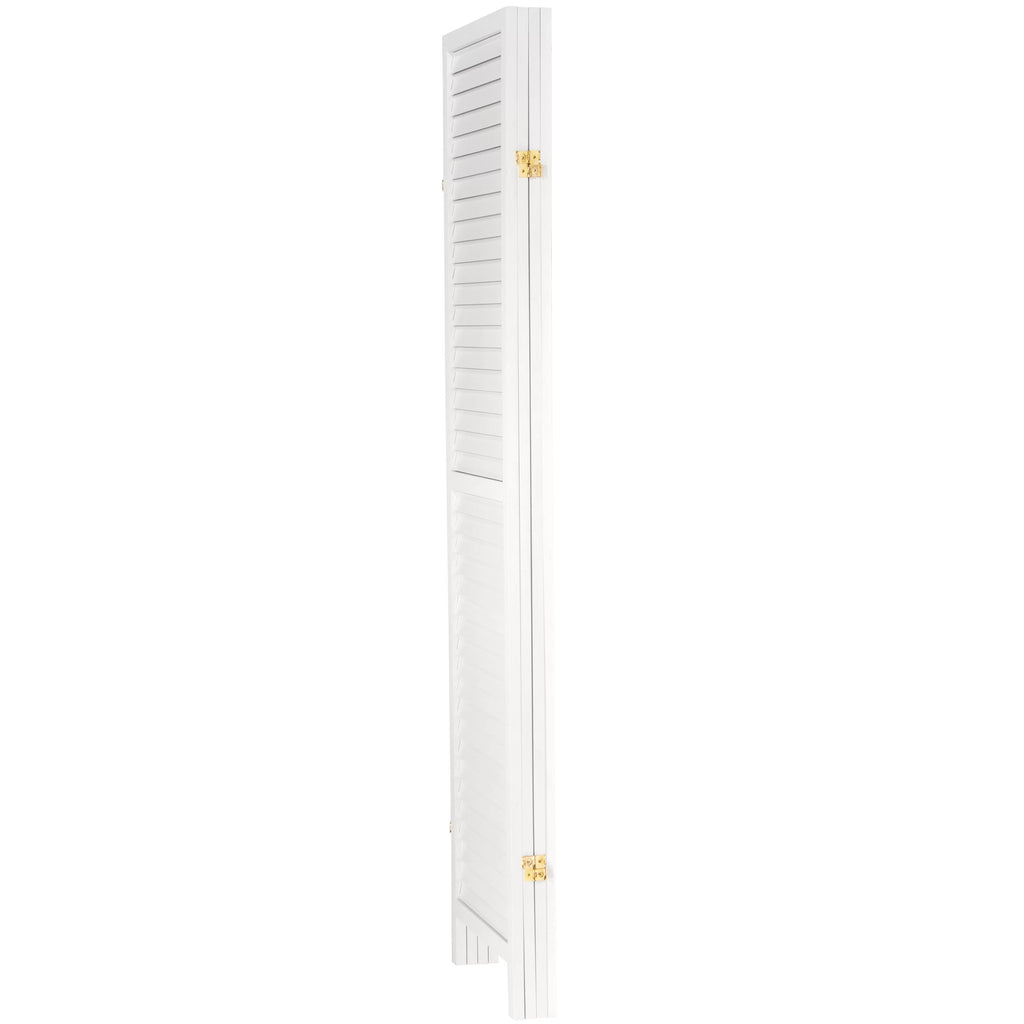 6 ft. Tall Wooden Louvered Room Divider White - 4 Panel C8446