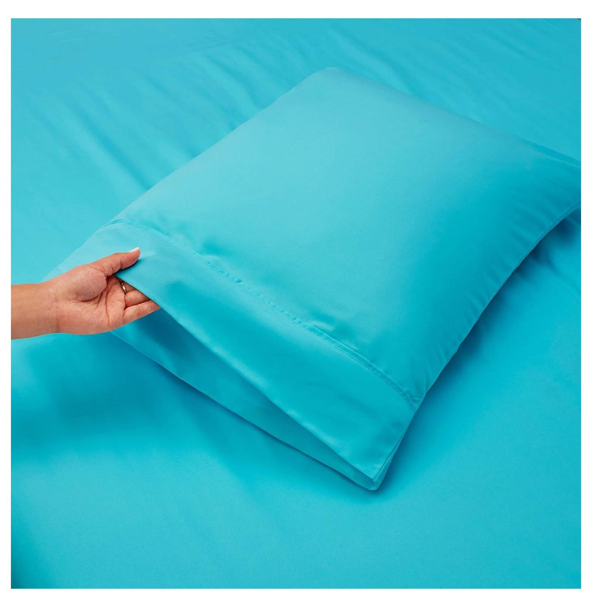 Bright Blue 4 Piece Queen Size Deep Pocket Sheet Set H8044