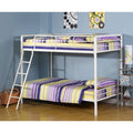White Metal Twin Over Twin Bunk Bed with Ladder X493301