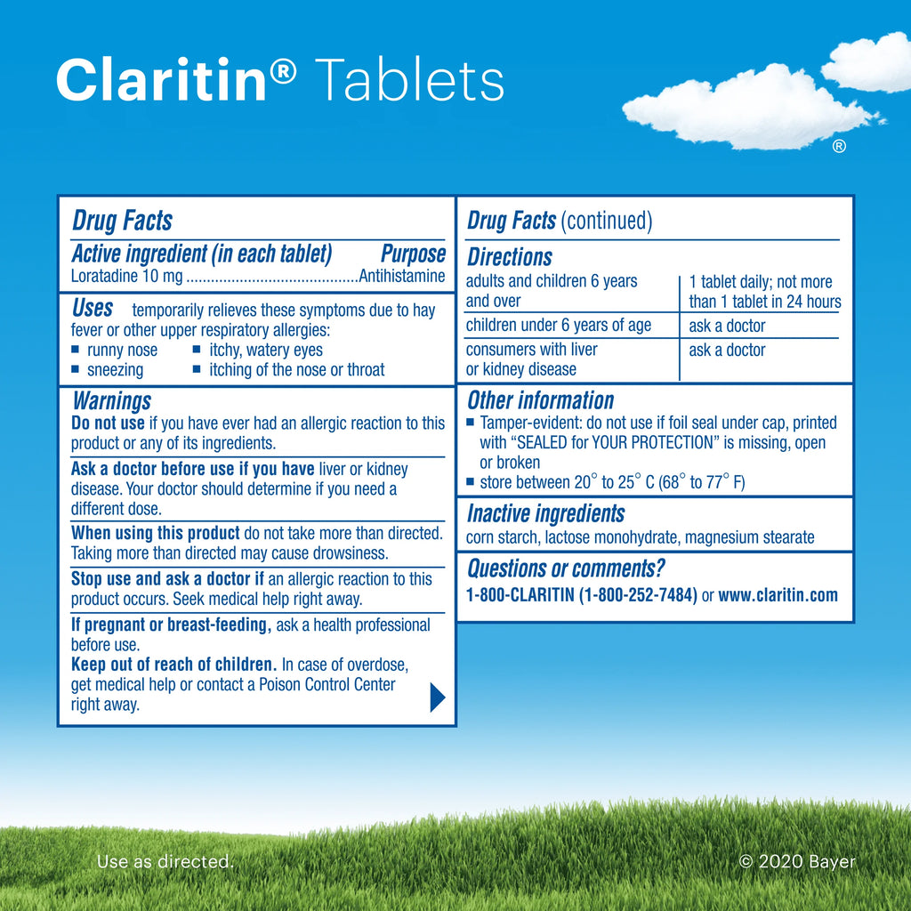 Loratadine Antihistamine Tablets 30 Ct D476