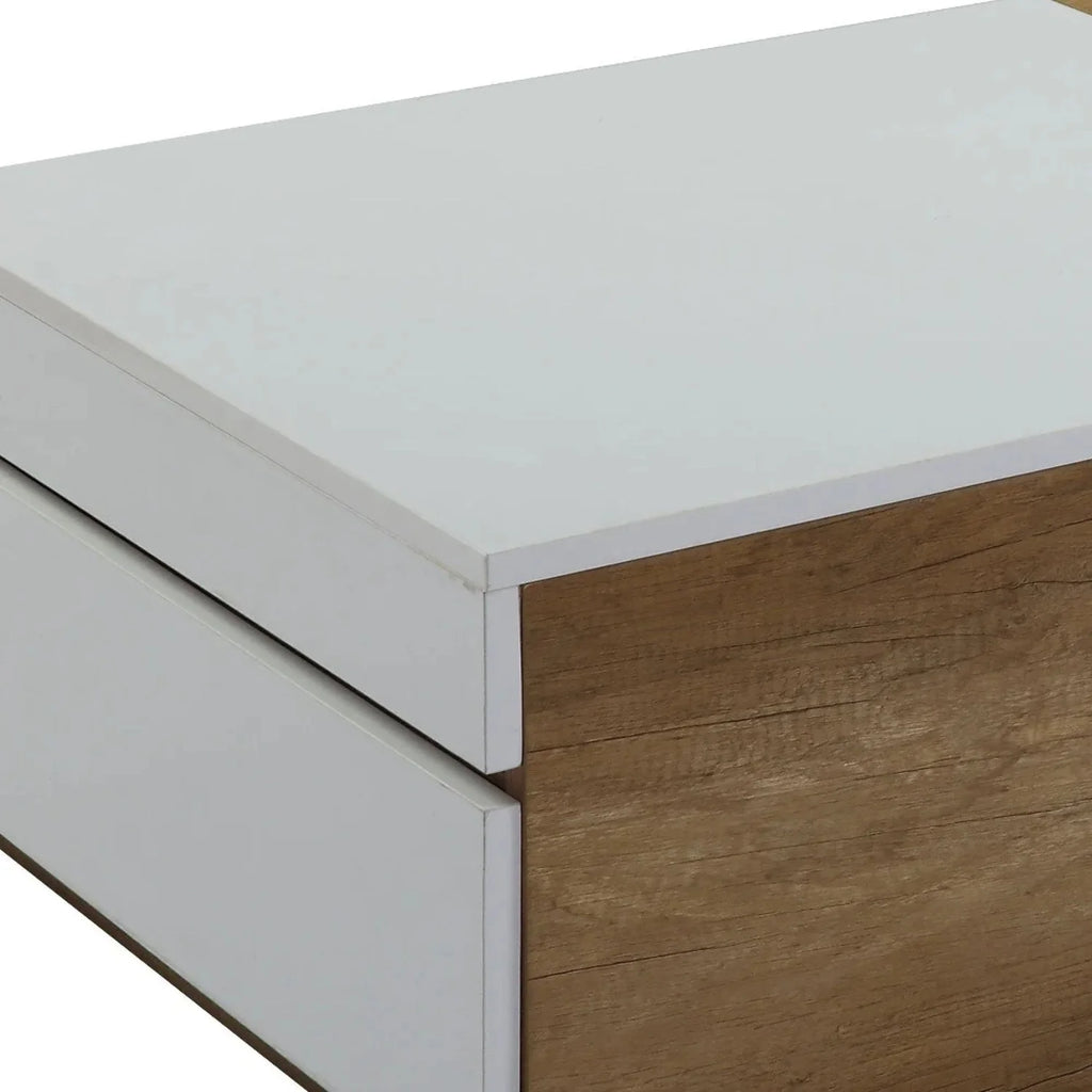 Oak White 2 Drawer Rectangular Coffee Table D4281