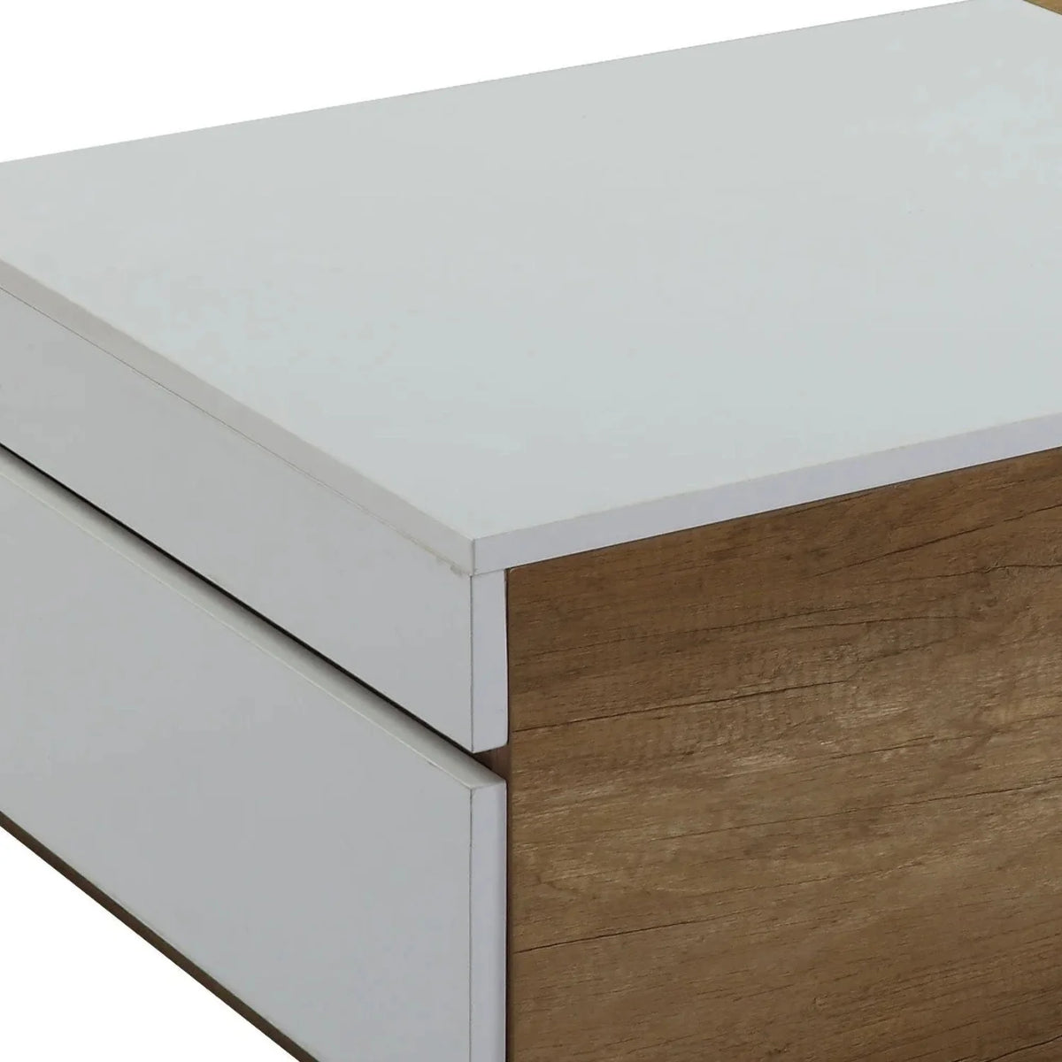 Oak White 2 Drawer Rectangular Coffee Table D4281