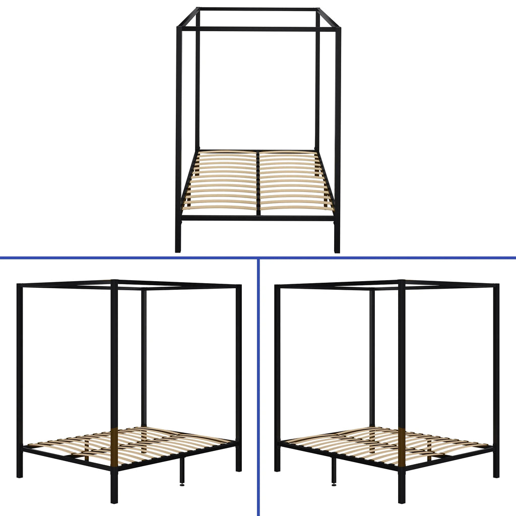 Queen Size 13 Inch Black Metal Canopy Bed Frame V23081